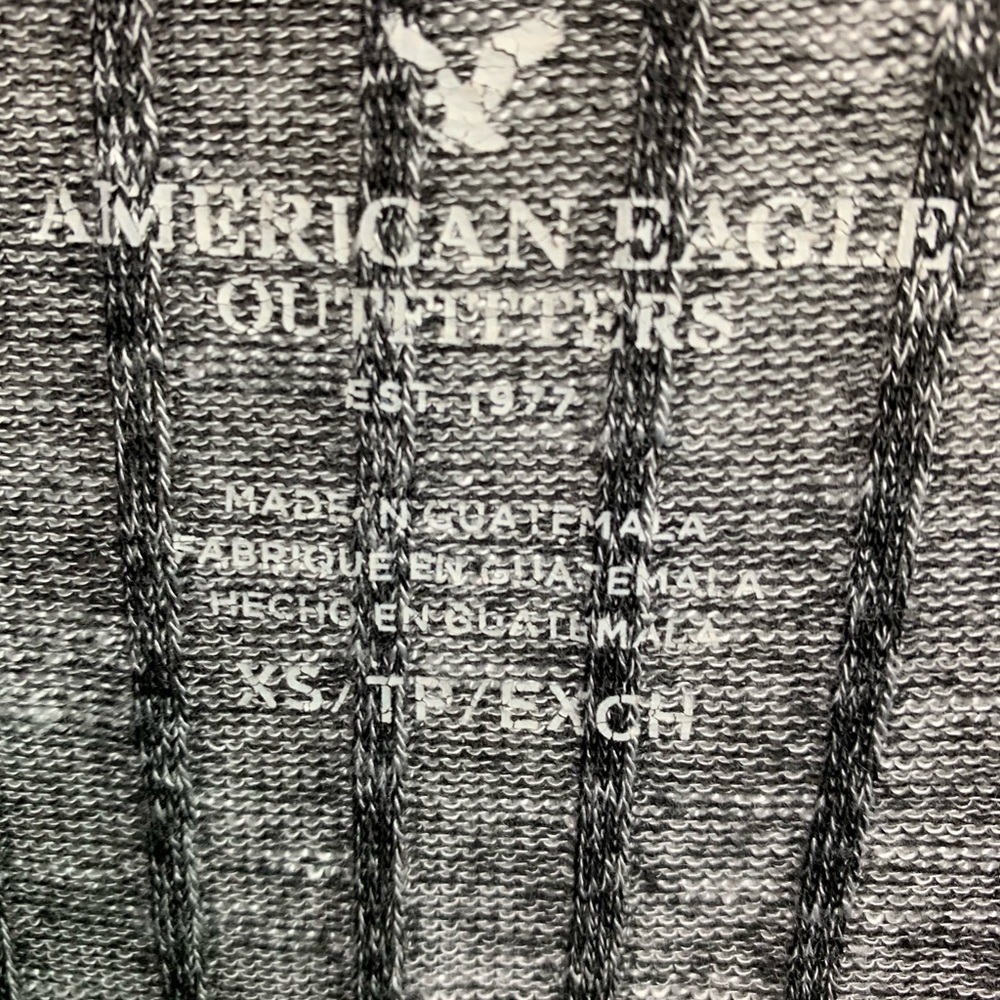 American Eagle Gray Ribbed Short Sleeve Lace Up Blouse - Picture 4 of 7